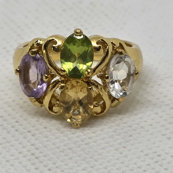 Host Pick Incredible Rare Victoria Wieck Peridot Amethyst Topaz Citrine Ring - Picture 1 of 9